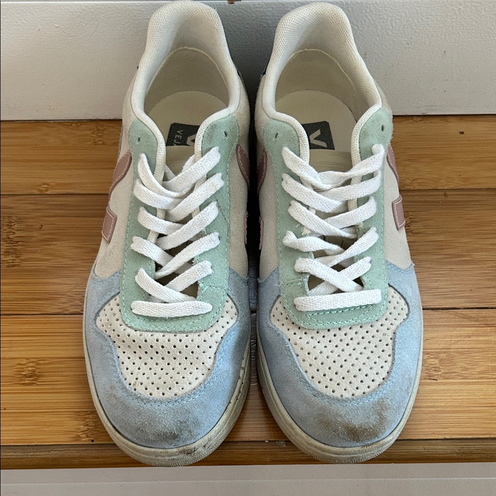 Veja Low-Top Sneakers — Mint, Light Blue, Blush & White
